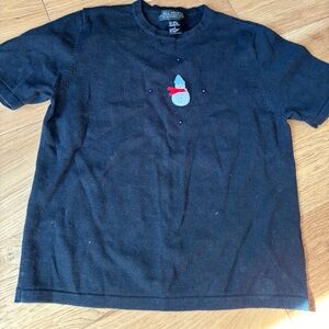 All points vintage wool/cotton blend short sleeve snowman sweater womens large